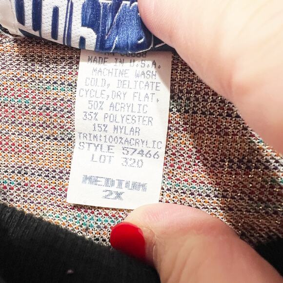 Vintage metallic cowl turtle neck knit sweater Top Notch Plus Size 2x - Picture 3 of 4